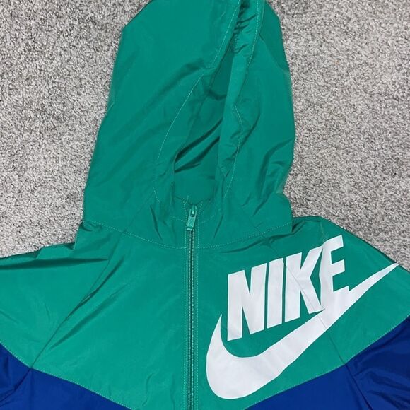 Nike Packable Hooded Hoodie High Neck Zip Wind Running Coat Jacket L Kids Youth - Picture 2 of 5